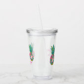 熱帯ピンクと緑のフローラパイナップル アクリルタンブラー (左)