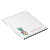 熱帯ピンクと緑のフローラパイナップル ノートパッド (アングル)