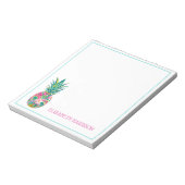 熱帯ピンクと緑のフローラパイナップル ノートパッド (回転)