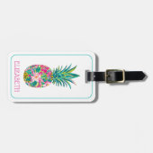 熱帯ピンクと緑のフローラパイナップル ラゲッジタグ (正面横)