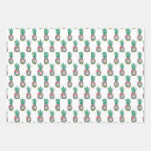 熱帯ピンクと緑のフローラパイナップル ラッピングペーパーシート (正面3)