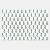 熱帯ピンクと緑のフローラパイナップル ラッピングペーパーシート (正面2)