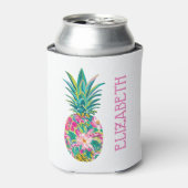 熱帯ピンクと緑のフローラパイナップル 缶クーラー (缶正面)
