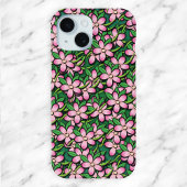 熱帯ピンクと緑の花柄 Case-Mate iPhoneケース