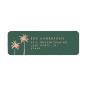 熱帯ピンクと緑エレガントモダンミニマル ラベル (正面)