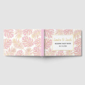熱帯ピンクと葉金ゴールド結婚ズ ゲストブック (全面)