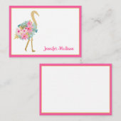 熱帯ピンクと金ゴールドフラミンゴの花 ノートカード (正面/裏面)