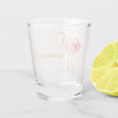 熱帯ピンクと金ゴールドフラミンゴパーソナライズされた ショットグラス (裏面)