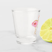 熱帯ピンクと金ゴールドフラミンゴパーソナライズされた ショットグラス (左)