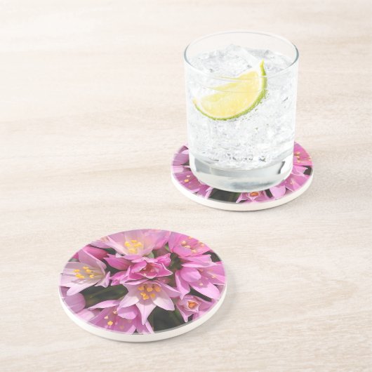 熱帯ピンクと黄色の花 コースター (側面)