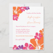 熱帯ピンクのオレンジパープルハイビスカス結婚ズ 招待状 (正面)