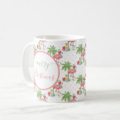 熱帯ピンクのクリスマスフラミンゴブルーサンタハット コーヒーマグカップ (正面左)