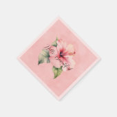 熱帯ピンクのハイビスカスの花 スタンダードカクテルナプキン (角)