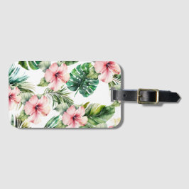 熱帯ピンクのハイビスカスの花 ラゲッジタグ