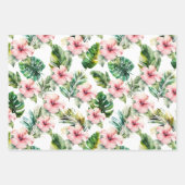 熱帯ピンクのハイビスカスの花 ラッピングペーパーシート (正面)