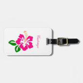 熱帯ピンクのハイビスカスの花Thunder_Cove ラゲッジタグ (正面横)