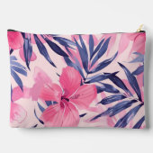 熱帯ピンクのハイビスカスパーソナライズされたモノグラム アクセサリーポーチ (裏面)