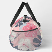 熱帯ピンクのハイビスカスパーソナライズされたモノグラム ダッフルバッグ (右)