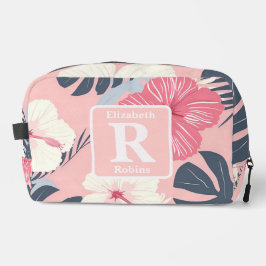 熱帯ピンクのハイビスカスパーソナライズされたモノグラム ドップキット