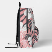 熱帯ピンクのハイビスカスパーソナライズされたモノグラム プリントバックパック (左)