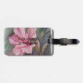 熱帯ピンクのハイビスカスパーソナライズされたラゲッジタグ ラゲッジタグ (裏面横)