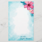 熱帯ピンクのハイビスカスパーソナライズされた文房具 (正面)