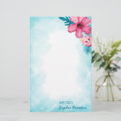 熱帯ピンクのハイビスカスパーソナライズされた文房具 (スタンド正面)