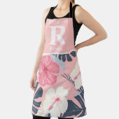 熱帯ピンクのハイビスカスパーソナライズされた エプロン (インサイチュ)