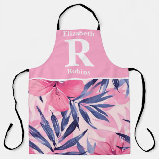 熱帯ピンクのハイビスカスパーソナライズされた エプロン