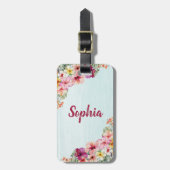 熱帯ピンクのハイビスカスフラワーズボタニカル ラゲッジタグ (正面縦)