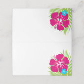 熱帯ピンクのハイビスカス折りたたみラベルまたは プレイスカード (外部開封)