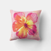 熱帯ピンクのハイビスカス抽象芸術水彩 クッション (裏面)