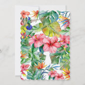 熱帯ピンクのハイビスカス結婚写真 サンキューカード (裏面)