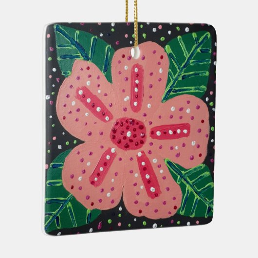 熱帯ピンクのハイビスカス セラミックオーナメント (右)