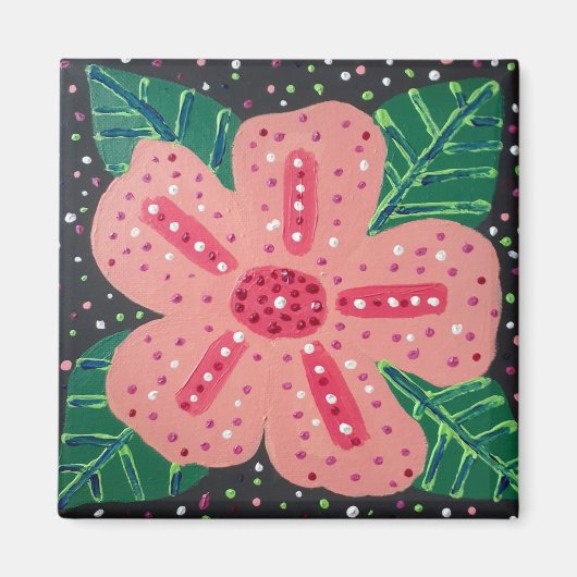 熱帯ピンクのハイビスカス マグネット (正面)