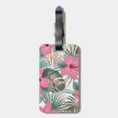 熱帯ピンクのハイビスカス ラゲッジタグ (裏面縦)