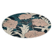 熱帯ピンクのハイビスカス、暗い背景 カッティングボード (角)