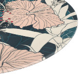 熱帯ピンクのハイビスカス、暗い背景 カッティングボード (角)