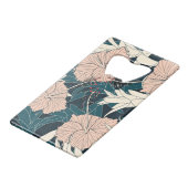 熱帯ピンクのハイビスカス、暗い背景 クレジットカード栓抜き (裏面アングル)