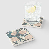 熱帯ピンクのハイビスカス、暗い背景 ストーンコースター (横)