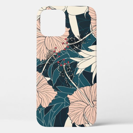 熱帯ピンクのハイビスカス、暗い背景 Case-Mate iPhoneケース (裏面)
