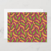 熱帯ピンクのバナナの葉のパターン ポストカード (正面/裏面)