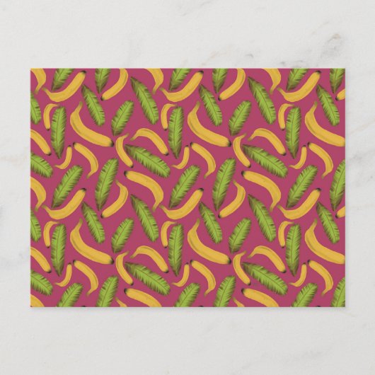 熱帯ピンクのバナナの葉のパターン ポストカード (正面)