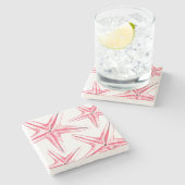 熱帯ピンクのヒトデ熱帯魚石コースター ストーンコースター (横)