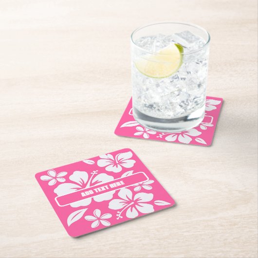 熱帯ピンクのビーチ花 スクエアペーパーコースター (インサイチュ)