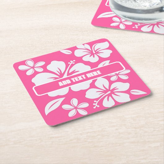 熱帯ピンクのビーチ花 スクエアペーパーコースター (アングル)