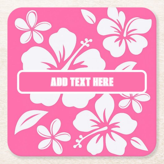 熱帯ピンクのビーチ花 スクエアペーパーコースター (正面)