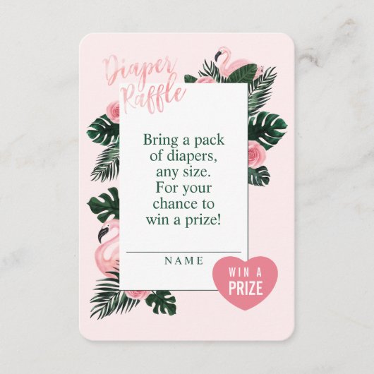 熱帯ピンクのフラミンゴおむつラッフルエンクロージャ エンクロージャーカード (正面)
