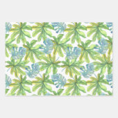 熱帯ピンクのフラミンゴと花 ラッピングペーパーシート (正面3)