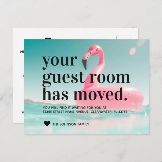 熱帯ピンクのフラミンゴのアドレス変更の移動 案内ポストカード (正面/裏面)
